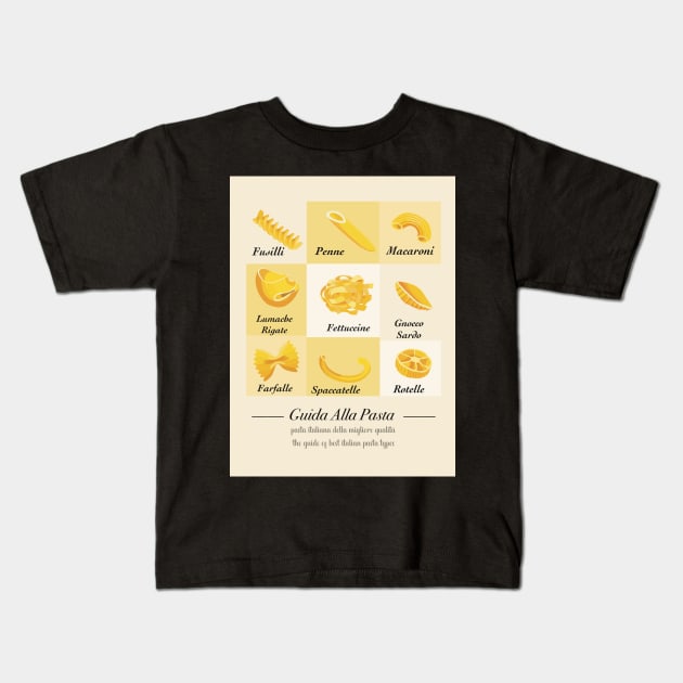 Italian pasta types Kids T-Shirt by Holailustra